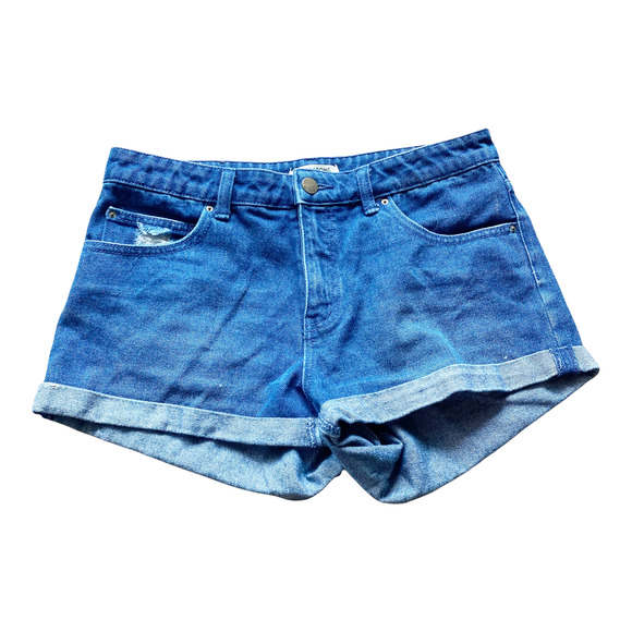 Billabong Hi-Rise Cut-Off Shorts Denim Blue Cotton Stretch Medium Wash Size 30 - Picture 1 of 11